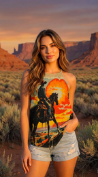 Baha Ranch Sunset Cowboy Tank Top Baha Ranch Western Wear