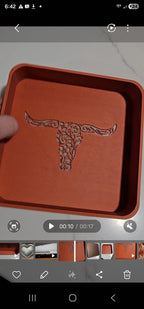 Baha Ranch 3d Print Western Longhorn Cowboy Cowgirl Accessory Tooled Tray Baha Ranch Western Wear