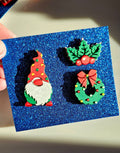 set of 3 Gnome Wreath Holly Hat Pins Christmas Made in America Baha Ranch Western Wear
