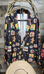 Baha Ranch Vintage Cowgirl Collage Western Blazer Baha Ranch Western Wear