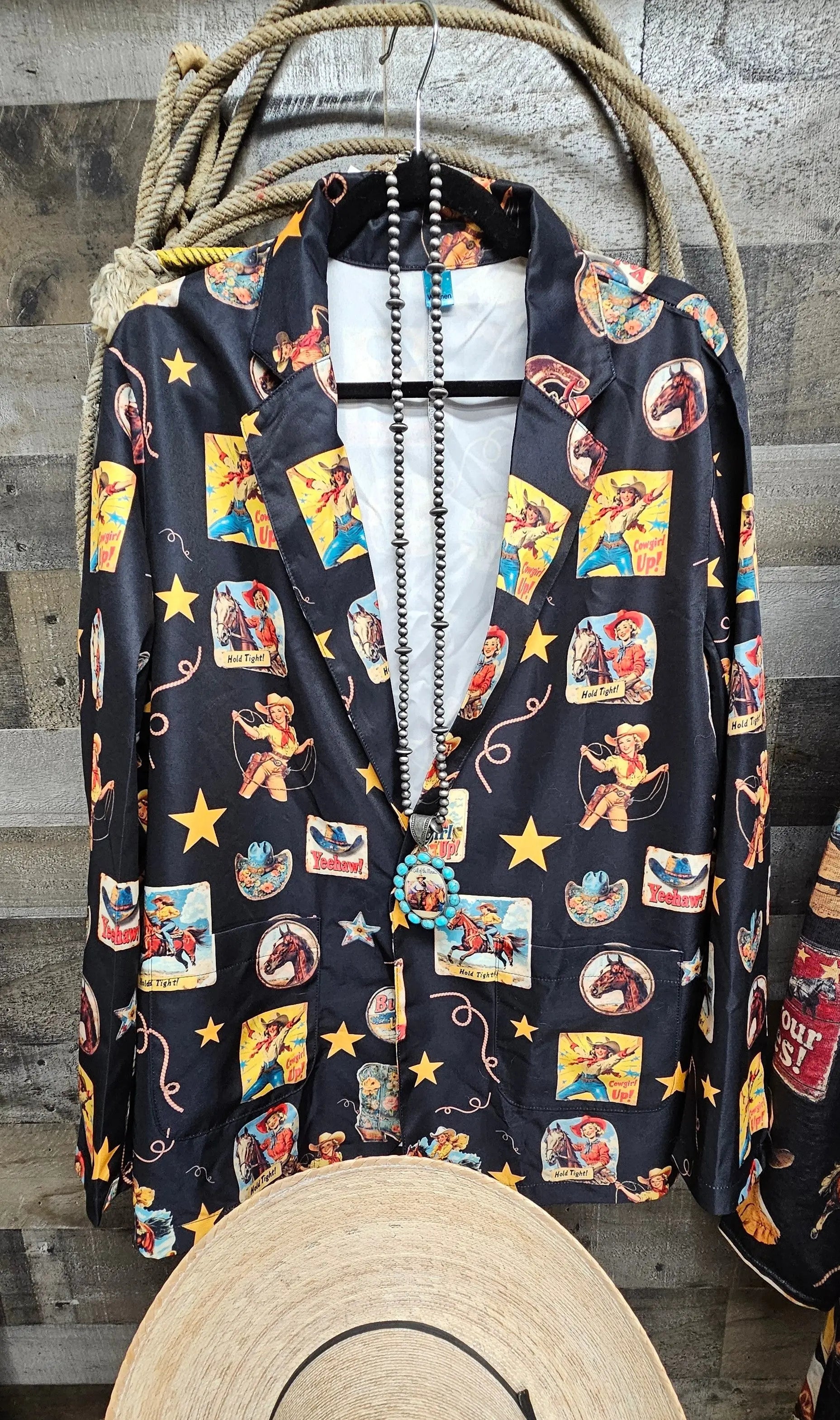 Baha Ranch Vintage Cowgirl Collage Western Blazer Baha Ranch Western Wear