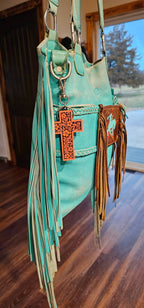 Baha Ranch 3D Faith Tooled Wall Cross or Keychain/Purse Charm Made in America Baha Ranch Western Wear