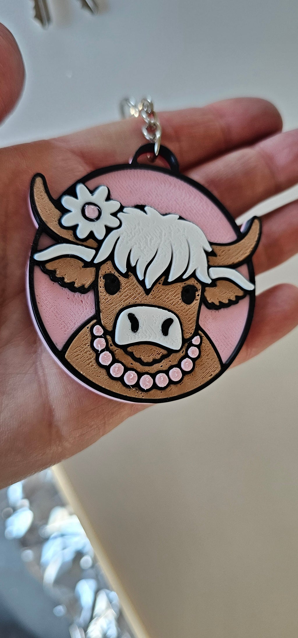 3d Western Cowgirl Cowboy Highland Cow Theme - Necklace, Purse Charm, Earrings, Keychain, Magnet Baha Ranch Western Wear