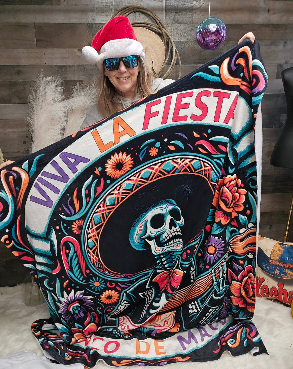 Cinco De Mayo Dia de los Muertes Throw Blanket Ultra-Soft Micro Fleece Blanket 60" x 80" Made in America Baha Ranch Western Wear