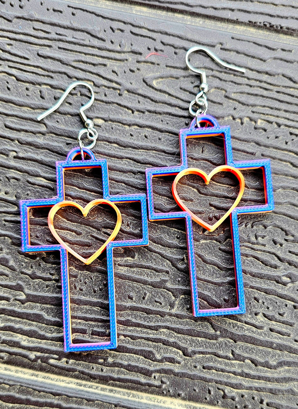 3D Print Christian Cross Faith Earrings Made in America Baha Ranch Western Wear