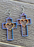 3D Print Christian Cross Faith Earrings Made in America Baha Ranch Western Wear