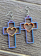3D Print Christian Cross Faith Earrings Made in America Baha Ranch Western Wear