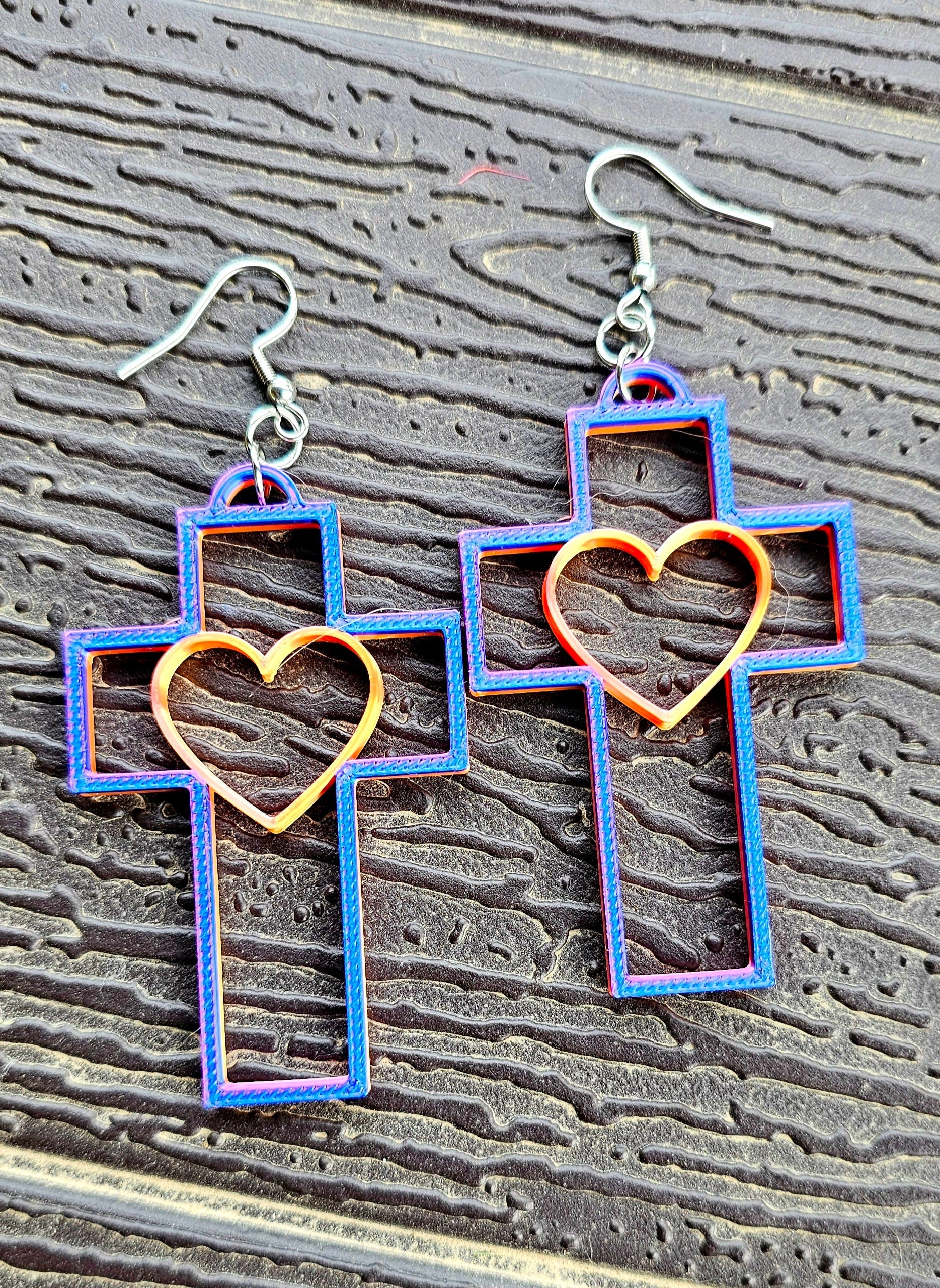 3D Print Christian Cross Faith Earrings Made in America Baha Ranch Western Wear