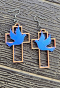 3D Print Christian Cross Faith Earrings Made in America Baha Ranch Western Wear