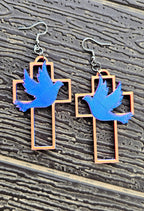 3D Print Christian Cross Faith Earrings Made in America Baha Ranch Western Wear