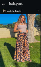 Baha Ranch Retro Pop Western Leopard Print Maxi Prairie Skirt Baha Ranch Western Wear