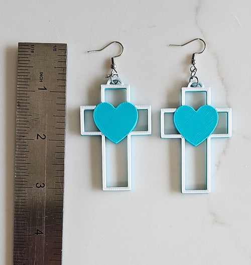 3D Print Christian Cross Faith Earrings Made in America Baha Ranch Western Wear