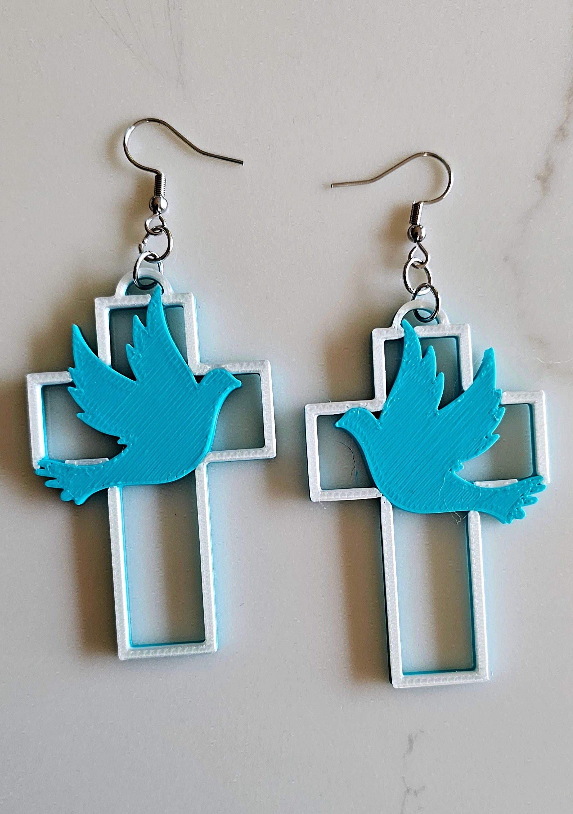 3D Print Christian Cross Faith Earrings Made in America Baha Ranch Western Wear