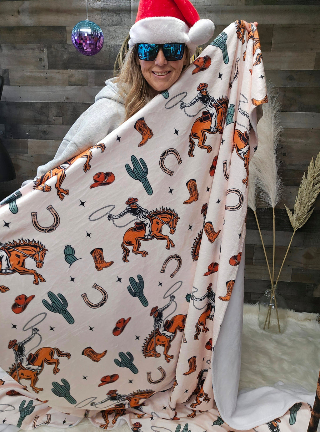 Rodeo Cowboy Throw Blanket Ultra-Soft Micro Fleece Blanket 60" x 80" Made in America Baha Ranch Western Wear