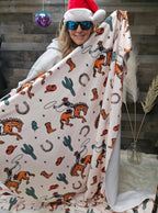 Rodeo Cowboy Throw Blanket Ultra-Soft Micro Fleece Blanket 60" x 80" Made in America Baha Ranch Western Wear
