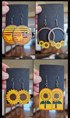 3D Print That70's Show Sunflower Boho Hippie Earrings Made in America Baha Ranch Western Wear
