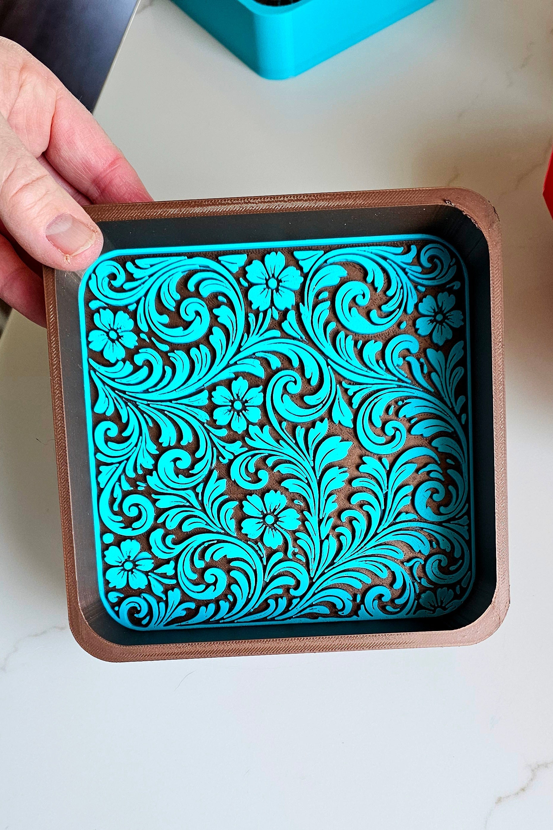 Baha Ranch 3d Print Western Longhorn Cowboy Cowgirl Accessory Tooled Tray Baha Ranch Western Wear