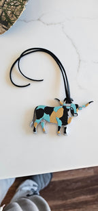Baha Ranch 3D Print Turquoise Longhorn Made in America Keychain Magnet Purse Charm Baha Ranch Western Wear
