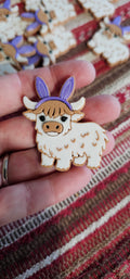3d Easter Highland Cow Bunny Hat Pin Baha Ranch Western Wear