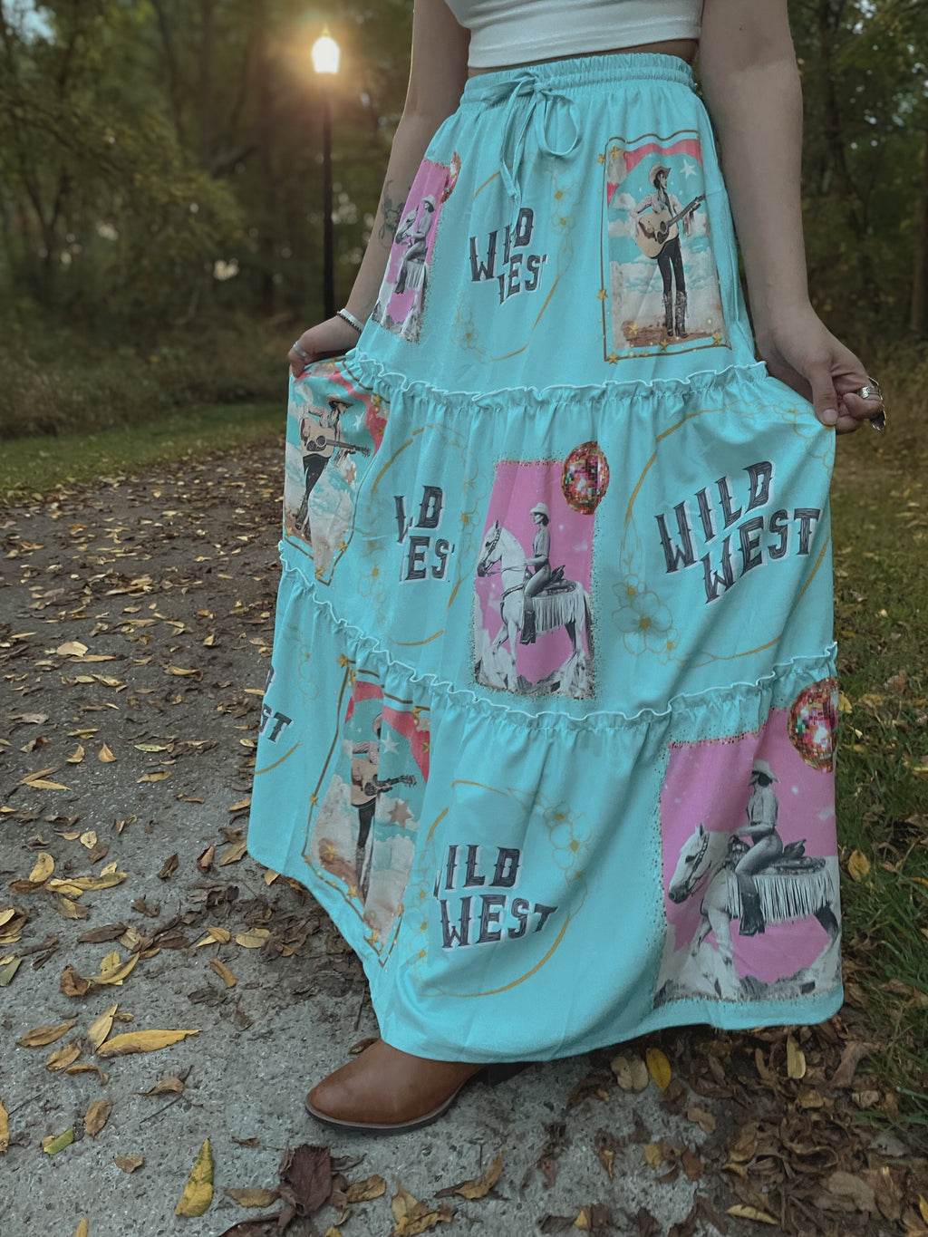 Baha Ranch Retro Pop Western Prairie Maxi Skirt Baha Ranch Western Wear