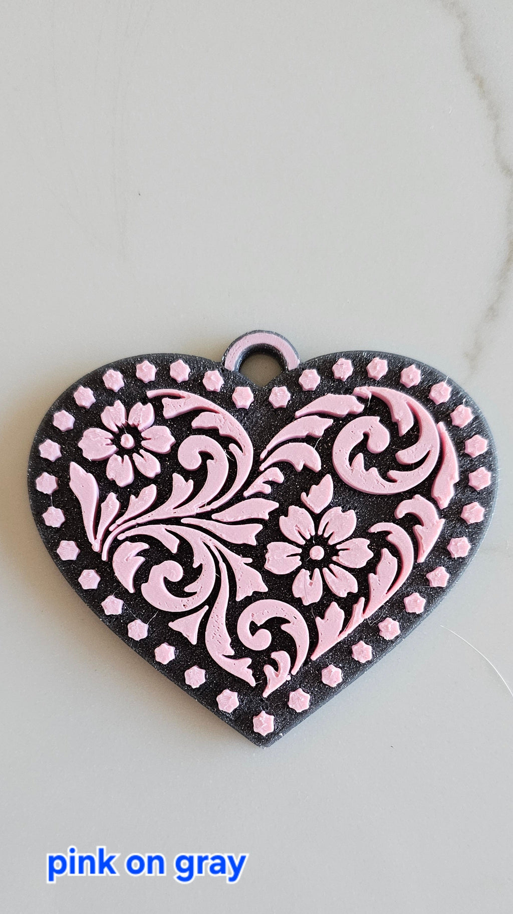 3d Printed Tooled Cowboy Cowgirl Heart  Keychain or Purse Charm Baha Ranch Western Wear