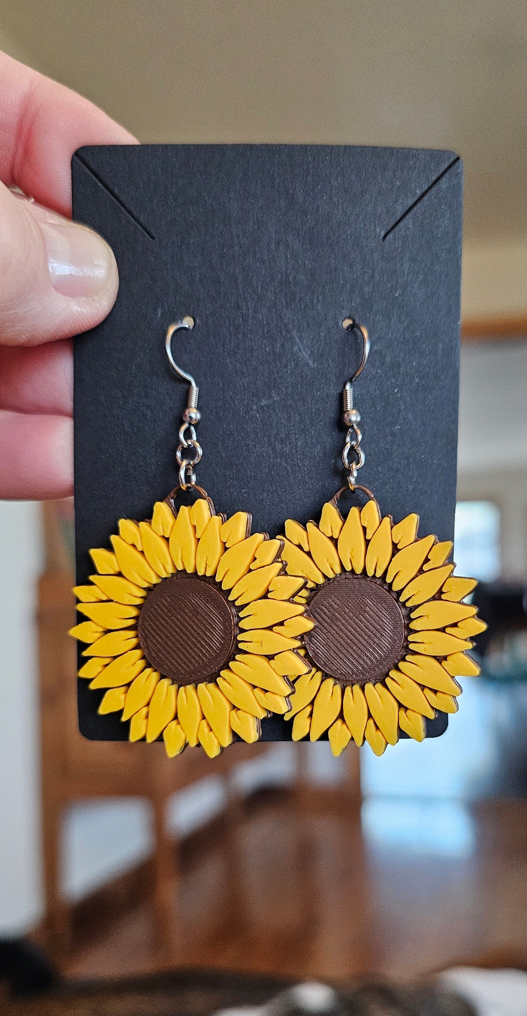 3D Print That70's Show Sunflower Boho Hippie Earrings Made in America Baha Ranch Western Wear