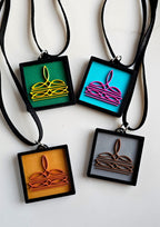 3D Print Picture Necklace on Deerskin Leather Western Bootstitch Made in America Baha Ranch Western Wear