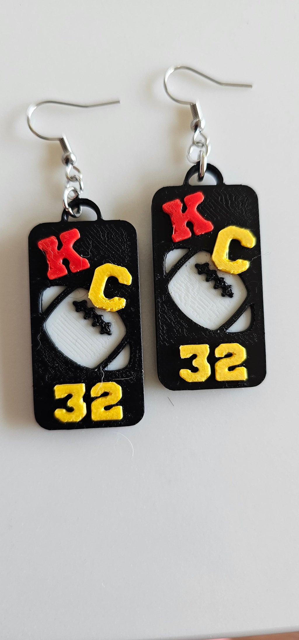 3D Print KC Chiefs Player Number Football Earrings choice of number Baha Ranch Western Wear