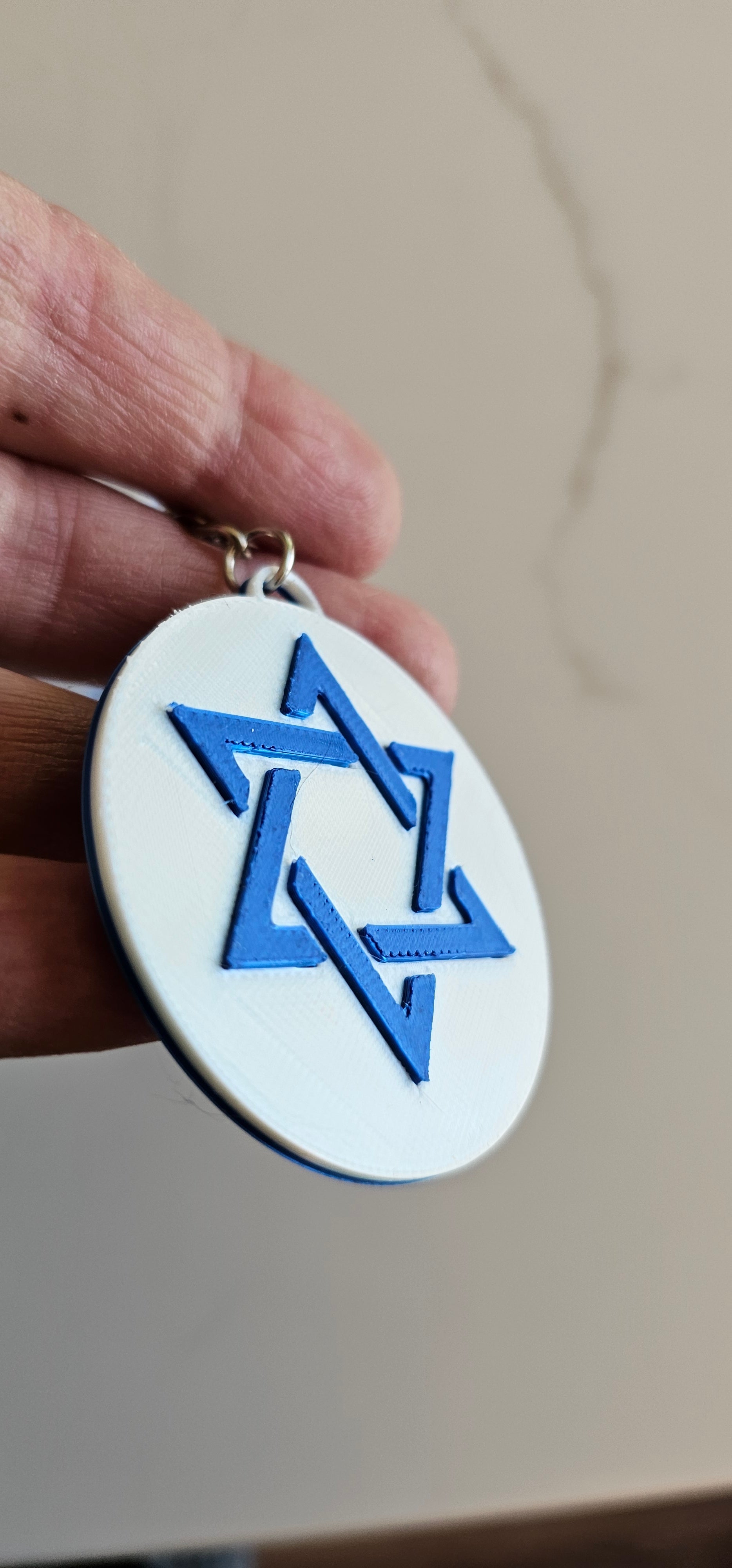 3D Print Israel Flag Star of David Ornament or Keychain Baha Ranch Western Wear