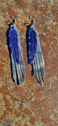 3D Printed Feather Leather Fringe Earrings Made in America Baha Ranch Western Wear