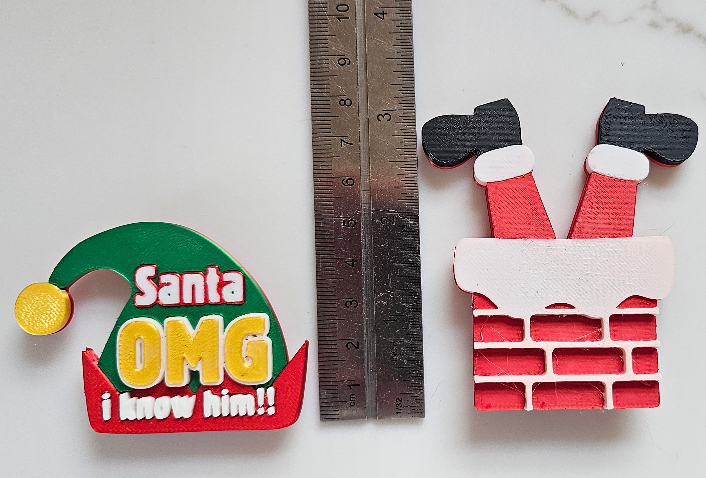 set of 2 Santa Elf I Know Him Hat Magnets Christmas Made in America Choice of Sizes Baha Ranch Western Wear