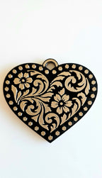 3d Printed Tooled Cowboy Cowgirl Heart  Keychain or Purse Charm Baha Ranch Western Wear