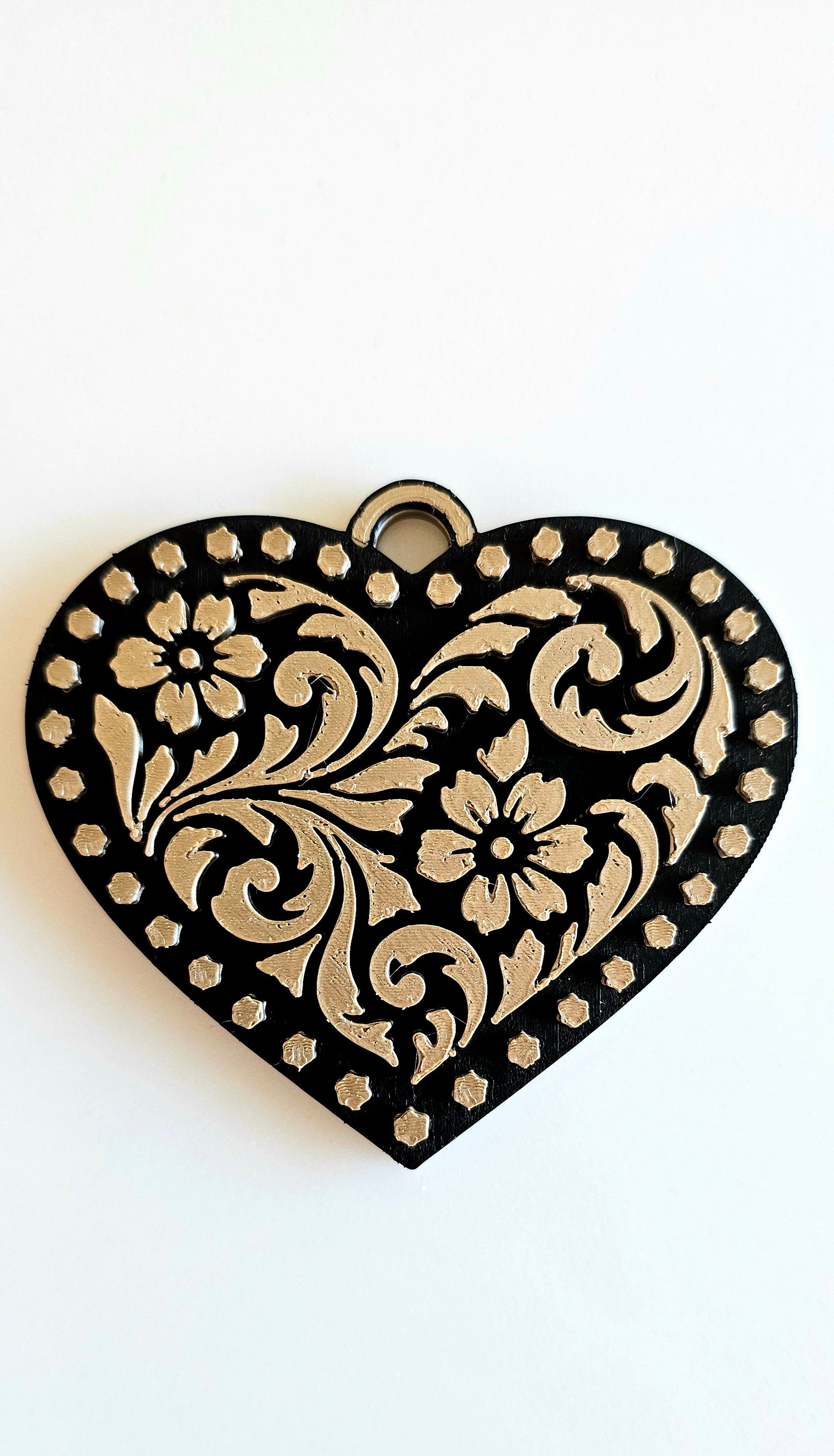 3d Printed Tooled Cowboy Cowgirl Heart  Keychain or Purse Charm Baha Ranch Western Wear
