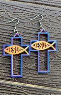 3D Print Christian Cross Faith Earrings Made in America Baha Ranch Western Wear