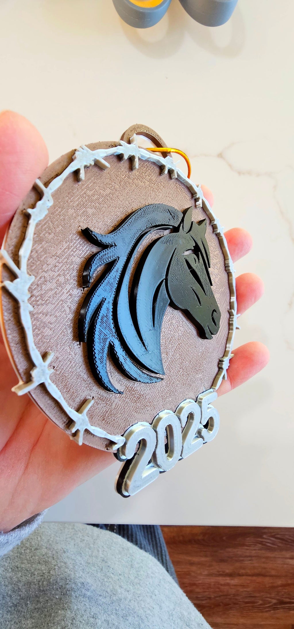 3D Print Western Barbwire Christmas Ornaments Made in America Baha Ranch Western Wear
