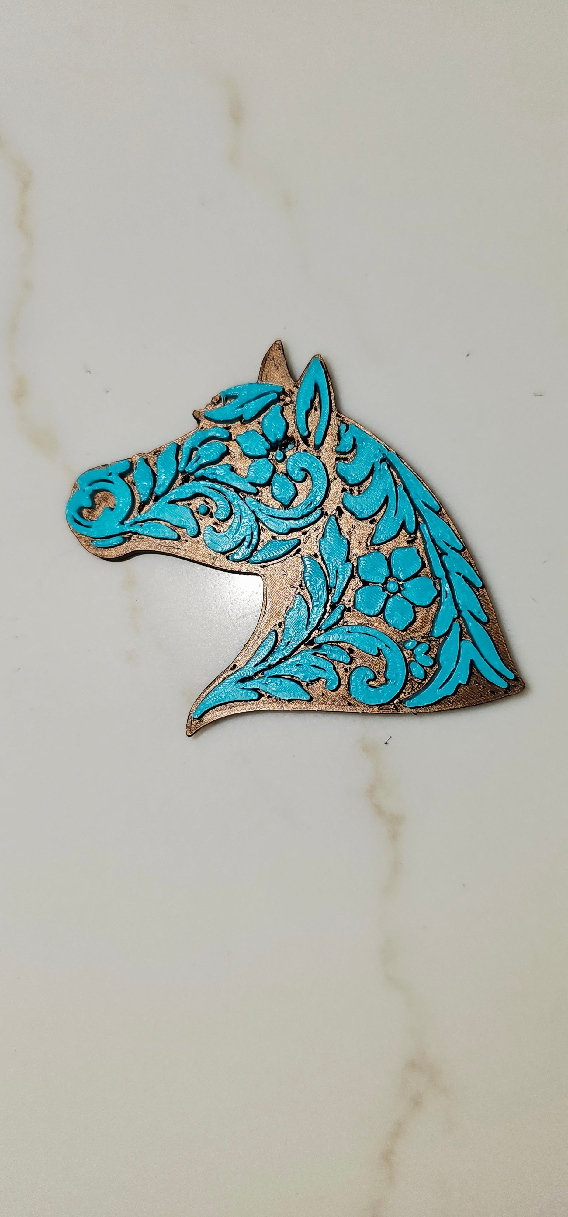 Baha Ranch Year of the Horse Tooled 3d Print Bookmark Keychain Hatpin Magnet Purse Charm Made in America Baha Ranch Western Wear