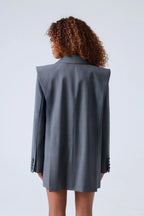 Grey Double-Breasted Virgin Wool Blazer | Sophia Blazer ETNA
