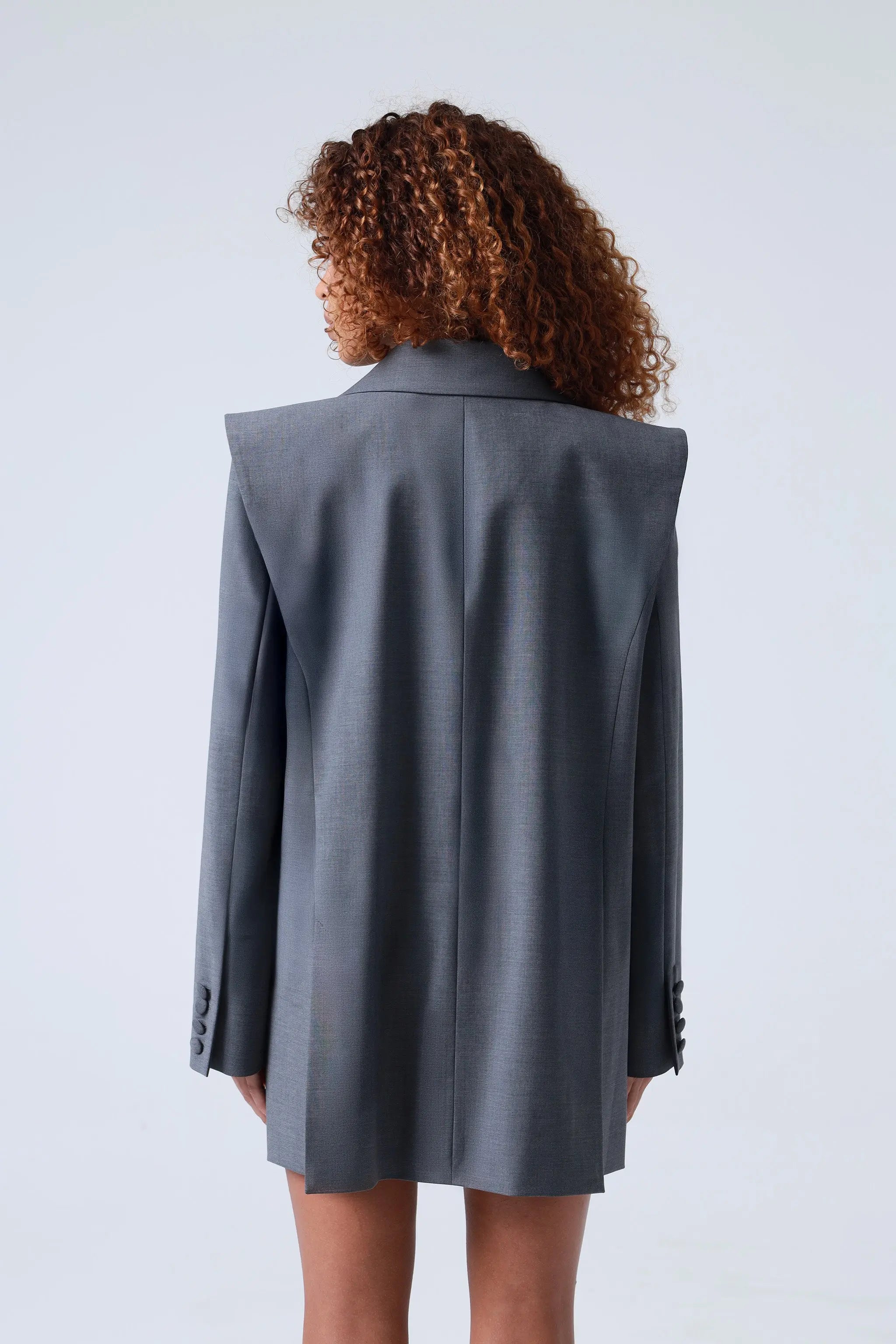 Grey Double-Breasted Virgin Wool Blazer | Sophia Blazer ETNA