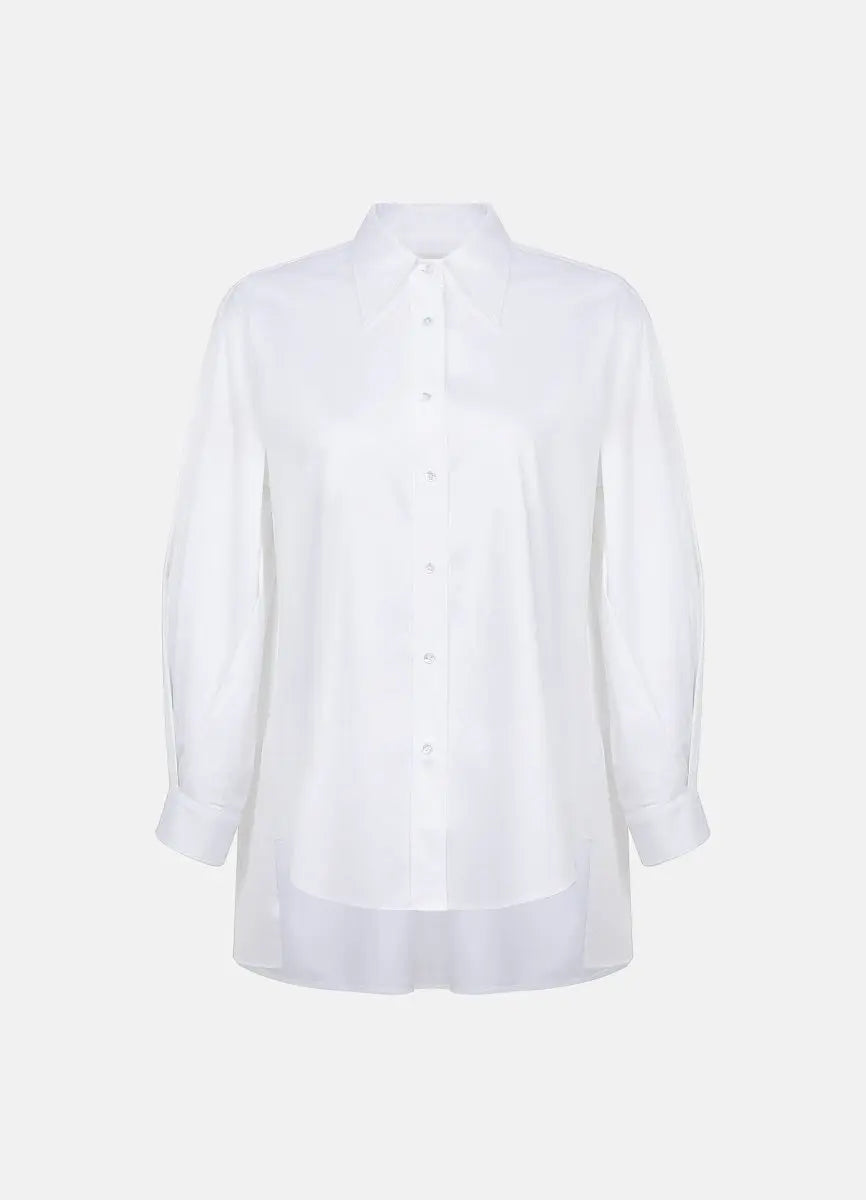Terza Oversized Rolling-up White Cotton Shirt ETNA