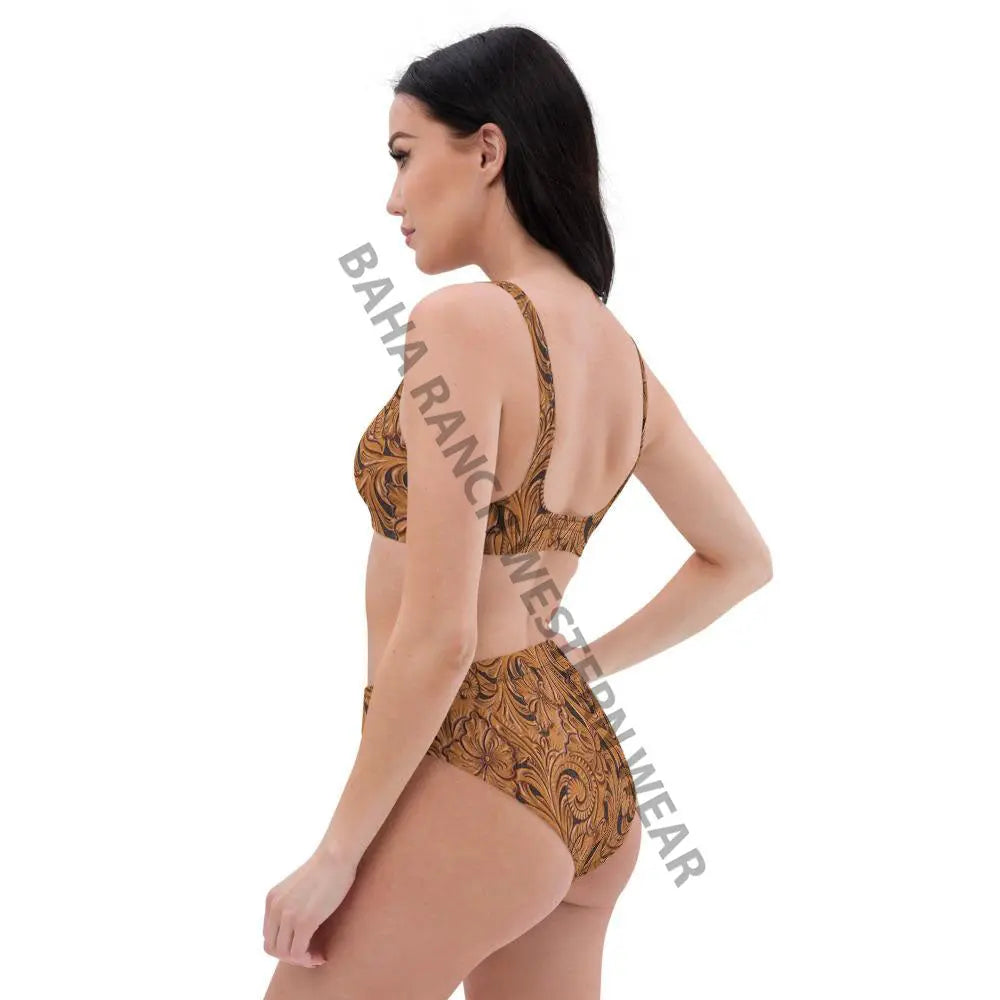 Yeehaw Tooled Leather Print Bikini Baha Ranch Western Wear