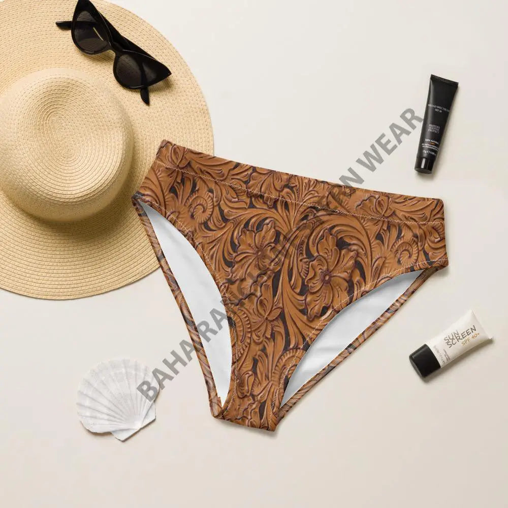 Yeehaw Tooled Leather Bikini Bottom Baha Ranch Western Wear