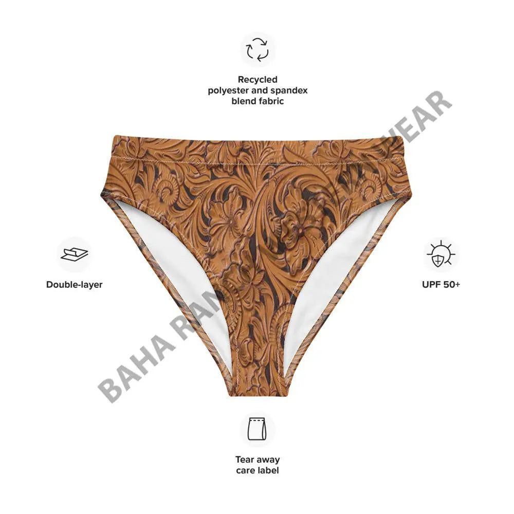 Yeehaw Tooled Leather Bikini Bottom Baha Ranch Western Wear