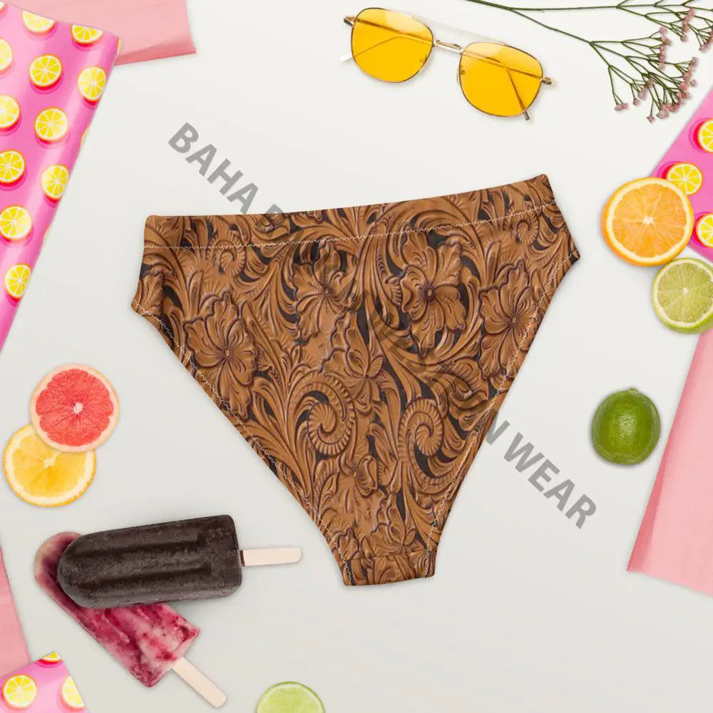 Yeehaw Tooled Leather Bikini Bottom Baha Ranch Western Wear