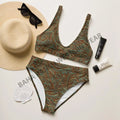 Yeehaw Turquoise Tooled Leather Print Bikini Baha Ranch Western Wear