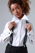 Sicily Meadow Green Floral Patterned Silk Suspenders ETNA