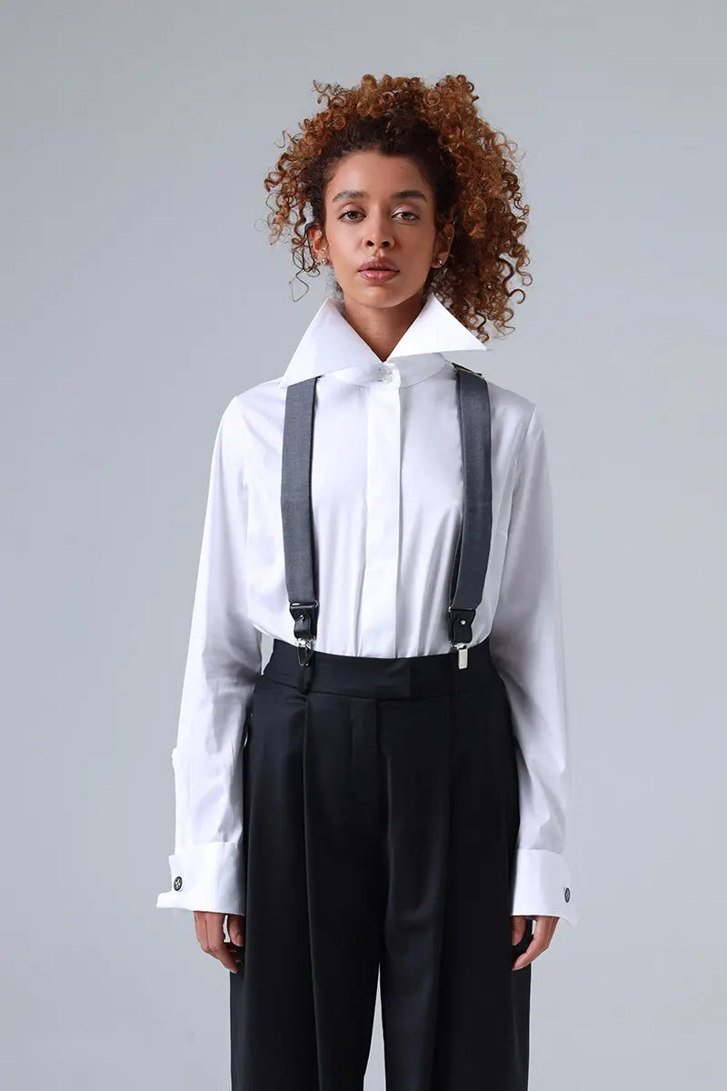 Sophia Grey Ultra-Fine Virgin Wool Suspenders ETNA
