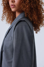 Grey Double-Breasted Virgin Wool Blazer | Sophia Blazer ETNA