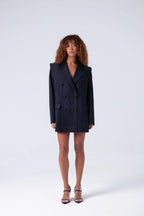 Deep Black Double-Breasted Virgin Wool Blazer | Liza Blazer ETNA