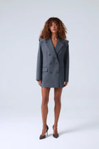Grey Double-Breasted Virgin Wool Blazer | Sophia Blazer ETNA