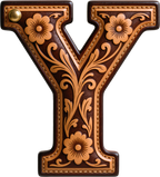 Monogrammed Initial Western Leather Look Saddle Longhorn Cowboy Cowgirl Kitchen Dish Towels Made in America Baha Ranch Western Wear